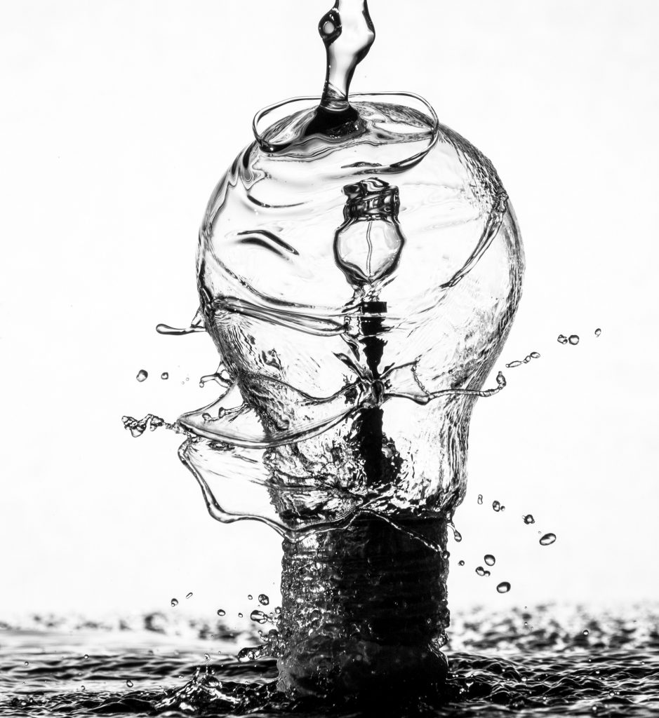 Light bulb and water, being our own self, inspired coaching